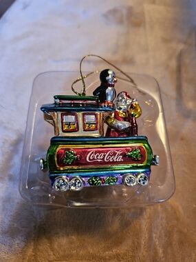 Coca-Cola Holiday Train Glass Ornament -‎ Multicolor